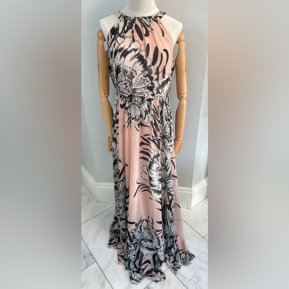 Eliza J size 6 pink halter floor length maxi dress - Picture 1 of 4